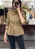Nuevo abrigo corto tipo gabardina de diseño británico con cuello alto para mujer, top único de doble botonadura para principios de primavera y otoño en estilo coreano