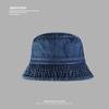 Chapéu Feminino Cor Sólida Simples Denim Pescador Chapéu Rua All-match Plain Basin Chapéu Dobrável Sol Chapéu Protetor Solar Chapéu para Homens