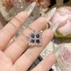 Pintura a óleo vibrante de camélia Corrundo azul Tan sang Colar totalmente cravejado de diamantes feminino Banhado a 18K Microincrustado Cristal de diamante colorido Borboleta Corrente de clavícula feminina
