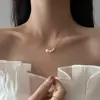 Collar de mariposa de aguamarina en plata esterlina S925 para mujer, combinable a diario, de nicho sin color, de alta gama, ligero y de lujo, nueva cadena de clavícula.