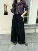 2026 Principios de Otoño Pantalones de Pierna Ancha con Raya Lateral Guadaña Cintura Elástica Pantalones Casuales de Nueve Puntos Pantalones Rectos Adelgazantes 9719