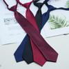 Corbata JK para Mujer Estilo Coreano Británico Japonés Uniforme Escolar Negro Rojo Vino Líneas Finas Nudo Corto Sin Nudos Corto