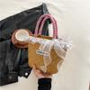 Bolso de Paja Bolso de Mano de Nylon Tejido Bolso Cesta de Verduras Bolso Hecho a Mano con Cuerda Decorativa Colorida Playa