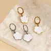 Suprimento Transfronteiriço Europeu e Americano Brincos de Flor de Concha Natural Elegantes e Simples Joias de Aço Inoxidável de Luxo Leve e de Alta Qualidade