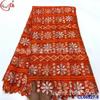 Tecido de renda solúvel em água com lantejoulas versão completa francesa tecido de renda com cordão de lantejoulas para noiva