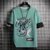 Ropa Qingshao Camiseta de manga corta de seda de hielo para hombre verano nueva estilo coreano cuello redondo manga media estampado digital de letras top casual