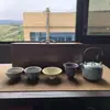 Juego de Té Kung Fu de Cerámica Ru de Sichuan de la Dinastía Song, un Famoso Producto Cultural y Creativo, con Esmalte Craquelado, Adecuado como Caja de Regalo para la Reunión Anual de la Empresa o Souvenir