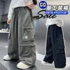 Roupas infantis para meninos, nova coleção outono 2026, calça reta solta, calça cargo estilo jogger infantil grande para primavera e outono, atacado