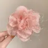 Pin de Encaje Coreano Suave con Flor de Rosa para Mujer, Pasador Francés de Alta Gama para Mujer, Pinza de Tiburón para el Cabello para la Parte Posterior de la Cabeza