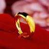 Anillo de Pareja Chapado en Oro Latón Gema Negra Verde y Blanca para Hombre y Mujer Anillo Distintivo con Abertura de Joyería de Anillo de Oro Arena Vietnamita