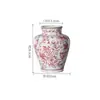 Vaso Cerâmico Estilo Chinês com Borboletas Vermelhas, Recipiente para Arranjo de Flores Multiespecificação, Conjunto de Potes de Armazenamento, Peça de Decoração para Entrada de Sala de Estar