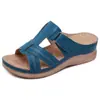 Comercio Exterior Transfronterizo Velcro Zapatos de Mujer 2024 Europeo y Americano Talla Grande Sandalias de Cuña Huecas Cruzadas Sandalias de Mujer Venta al por Mayor
