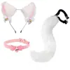 Cosplay Tiara de Orelhas de Gato Cauda de Gato Joias Feito à Mão Fofa Menina Gato Orelha de Animal Acessórios de Cabelo Conjunto de Acessórios de Cauda de Animal