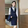 Conjunto de Tres Piezas para Mujer de Primavera y Otoño: Chaleco, Falda y Camisa, Ropa de Trabajo Profesional, Traje de Chaleco de Trabajo Negro para Mujer