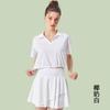 Vestido Deportivo Casual para Mujer Verano Nueva Moda Cuello Polo Delgado Yoga Manga Corta Camiseta Falda Conjunto de Dos Piezas