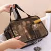 Bolsa de Cosméticos Pvc Dupla Camada Espessada Transparente Separação Úmido e Seco Bolsa de Natação Impermeável Bolsa de Fitness Grande Capacidade Necessaire