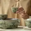 Juego de Té de Bambú Pintado a Mano Estilo Antiguo Dinastías Tang y Song, Juego de Té Completo para Té Gongfu, Juego en Caja de Regalo para Uso en Sala de Té