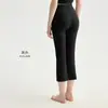 Calças de yoga boca de sino de cintura alta, calças de yoga flare casuais de corte justo, calças de yoga 7/8 para mulheres petites, roupa externa de Pilates para mulheres