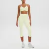 Ropa Nueva para Yoga Sexy Amigable con la Piel Cuello Halter Espalda Hermosa Sujetador Deportivo Pantalones Ajustados de Cintura Alta Pantalones de Longitud Media Conjunto de Fitness