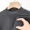 Camiseta Base Térmica de Cuello Alto Medio para Hombre Otoño 2025, Top Cálido de Color Sólido de Manga Larga para Otoño e Invierno