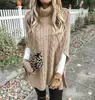 Novedades Otoño e Invierno Europeo y Americano Prendas de Punto de Cuello Alto Transfronterizas para Mujer Prendas de Punto Holgadas Chaqueta Chal Capa de Color Puro de Amazon