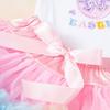 Pascua Nuevo Bebé de 0 a 2 Años Manga Corta Estampado de Dibujos Animados Harper Princesa Tierra Conjunto de Ropa Infantil de Cuatro Piezas