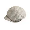 Gorra de Viuda Artística Rayada Fina Estilo Japonés Vintage para Mujer, Primavera y Verano, Adelgazante, Boina de Artista Plisada de Nicho