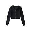 Abrigo de Primavera Casual de Cintura Alta Corto Ombligo Top Deportivo Americano Retro con Capucha Cremallera Cárdigan Camiseta para Mujer