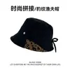 Sombrero de pescador con cordón de retazos de gamuza para mujer, estilo retro de nicho, con estampado de leopardo, para otoño e invierno, nuevo estilo, sombrero de pescador versátil personalizado