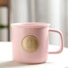 Taza de bronce con medalla en relieve, taza de agua con diseño de pareja de café, recuerdo personalizado, logotipo grabado, taza de cerámica, taza de alta gama