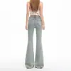 Jeans Acampanados Naranja Infantil con Diseño de Lazo y Pedrería para Mujer, de Cintura Alta, Adelgazantes, Favorecedores, Modernos, Versátiles.
