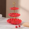 Plato de frutas de plástico multicapa de estilo europeo para sala de estar, mesa de centro, plato de dulces, bandeja frontal para pasteles, adornos de mesa de postres de tres capas