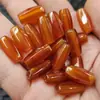 Ágata Roja con Agujero Grande Cuentas Sueltas, Jaspe Rojo Hexagonal Multifactetado Cuentas, Accesorios para Joyería, Cuentas de Jade