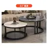Mesa de centro redonda combinada moderna de luxo leve para sala de estar de casa, apartamento pequeno, mesa de centro simples aninhada para varanda de casa de aluguel