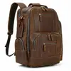 Mochila Masculina, Mochila de Couro Crazy Horse, Bolsa Escolar de Couro Bovino, Mochila de Grande Capacidade, Bolsa de Viagem, Bolsa de Ombro Masculina para Negócios