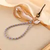 Corrente de Pedra Natural Ametista Artefato Anti-Perda Corrente de Celular Miçangas DIY Cordão de Celular Pingente de Bolsa Criativo Atacado