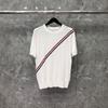 TIME BREATHE TB suéter manga curta vermelho Branco Azul listrado gola redonda camiseta masculina verão casual pulôver camiseta