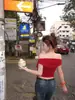 Camiseta Ombro a Ombro Estilo Desejo Puro Feminina Verão Design Sense Alça Slim Fit Curta Hot Girl Top Vermelho Nicho