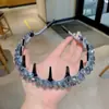 Diadema de Perlas de Cristal Lujosa y de Moda con Elaborado Diseño de Ola, Diadema Dentada, Pinza para el Cabello Esponjosa Estilo Francés de Punta Alta para Mujeres
