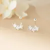 Gancho de Orelha Rosqueado Flor de Ameixa Três Pétalas de Prata Esterlina S925 Brincos em Formato de Flor U Moda Elegante Joia de Orelha M07897