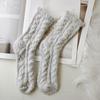 Calcetines de mujer, calcetines de tubo medio, calcetines de terciopelo coral, calcetines gruesos y cálidos para dormir, calcetines cruzados sin pelo.