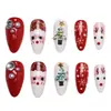 24 Piezas de Árbol de Navidad Transfronterizo Populares Almendra Uñas Portables Papá Noel Árbol de Navidad Reno Manicura Uñas Postizas