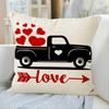 Funda de almohada con estampado de coche para San Valentín, decoración navideña para el hogar, funda de almohada con estampado de lino transfronterizo, venta al por mayor