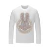 Camiseta de manga larga para hombre, marca de moda, con diamantes de imitación, conejo gordo, ropa de talla grande para hombre, otoño, fino, con volantes, ropa de moda elegante.