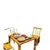 Combinação de Mesa e Cadeiras de Bambu, Mesa e Cadeiras de Bambu para Pátio Externo, Mesa de Centro de Bambu, Mesa e Cadeiras Trançadas de Bambu, Preparo de Chá ao Redor do Fogão, Móveis de Bambu, Mesa dos Oito Imortais