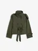 Roupas Femininas Outono e Inverno 2025 Estilo Popular Transfronteiriço Aliexpress Gola Alta Dupla Fileira Cinto na Cintura Jaqueta Corta-Vento Curta