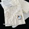 Pijama Infantil de Algodão com Desenho de Nuvens Fofas Primavera e Outono Manga Longa Calça Longa Pijama para Meninas Roupa de Casa Conjunto de Duas Peças