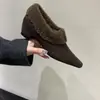 Zapatos grises de peluche con punta para mujer, que aumentan la altura, sin cordones, para Otoño/Invierno 2026, de nicho, de tacón alto, de felpa, cálidos, de algodón