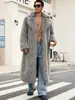 Nuevo abrigo de hombre otoño/invierno europeo y americano de piel sintética con cuello de traje, piel de oveja sintética, abrigo extralargo estilo callejero