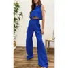 Aliexpress Ropa de Primavera y Verano Tallas Grandes Holgado Elegante Color Sólido Chaleco sin Mangas y Pantalones Largos Traje Deportivo de Moda Venta al por Mayor Transfronteriza